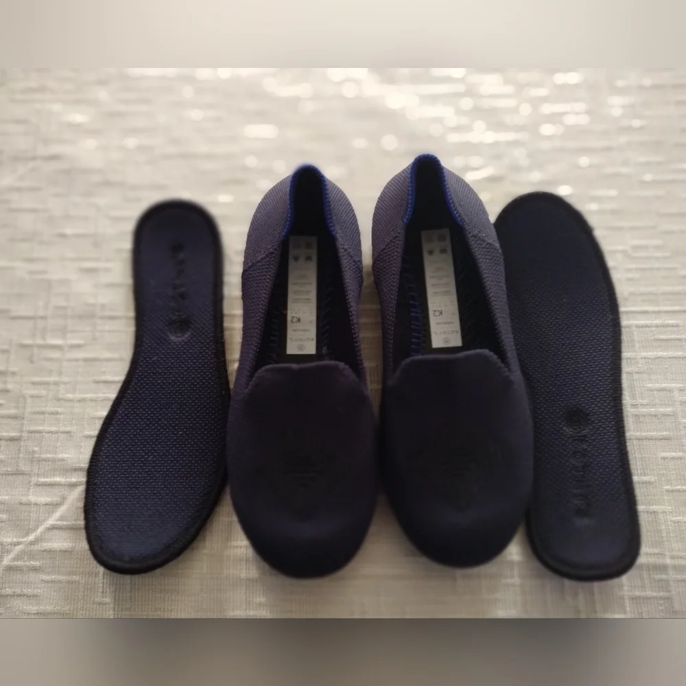 Rothy's Kids Navy Crest Medallion Loafers Flats, Size K2